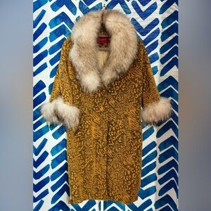 Burberry Tan and Cream Faux Fur Cape